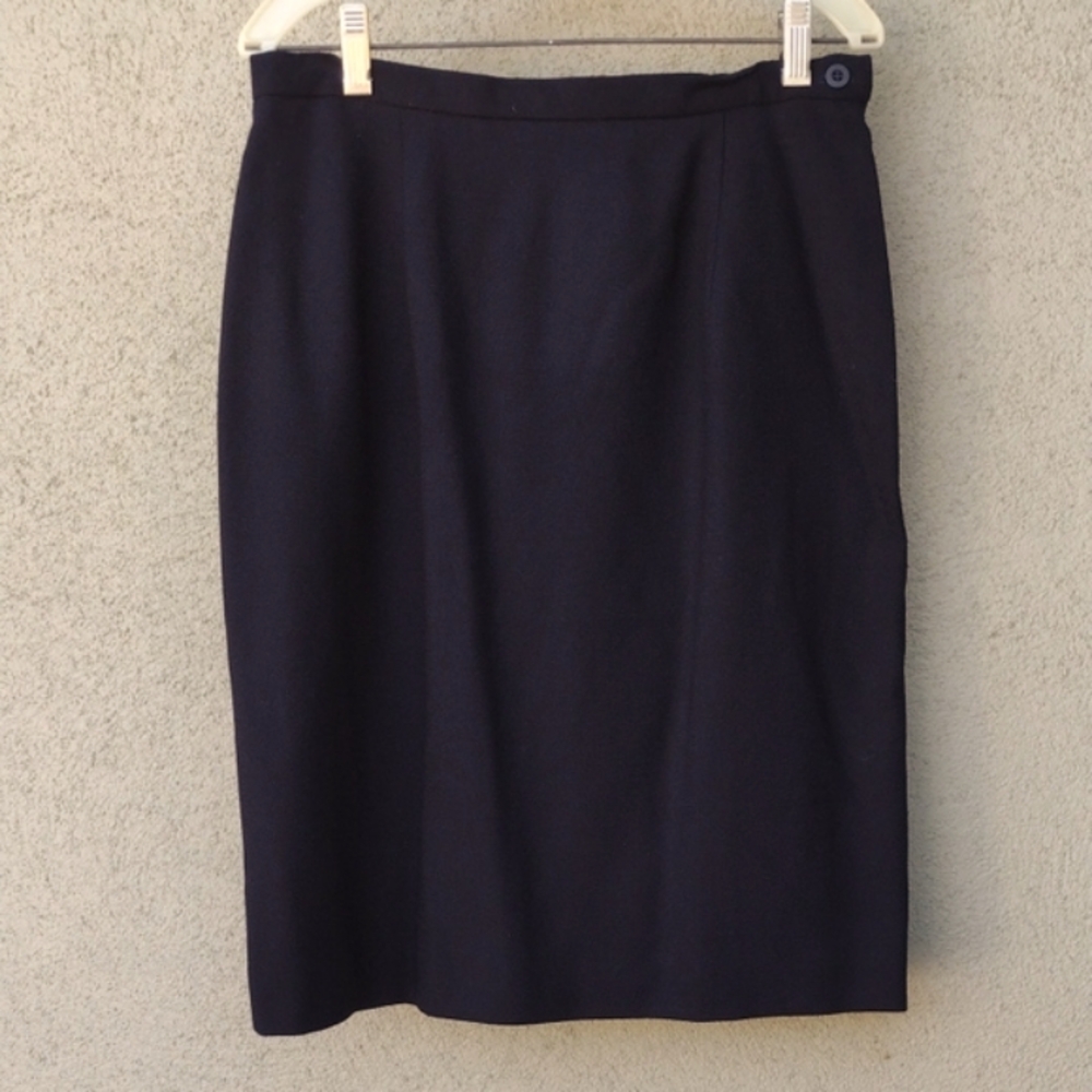 Jones New York Navy Wool Midi Pencil Skirt 10